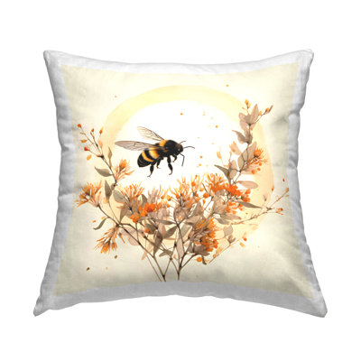 Design de coussin décoratif imprimé Bee Florals View par Petal Prints Design