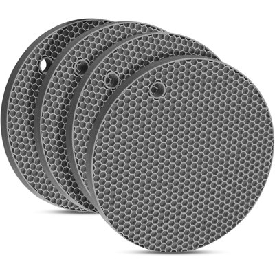 6.9 Inch Round Silicone Trivets – Heat Resistant Non-Slip Hot Pads for Kitchen Counter, Pots, Pans & Multi-Purpose Use