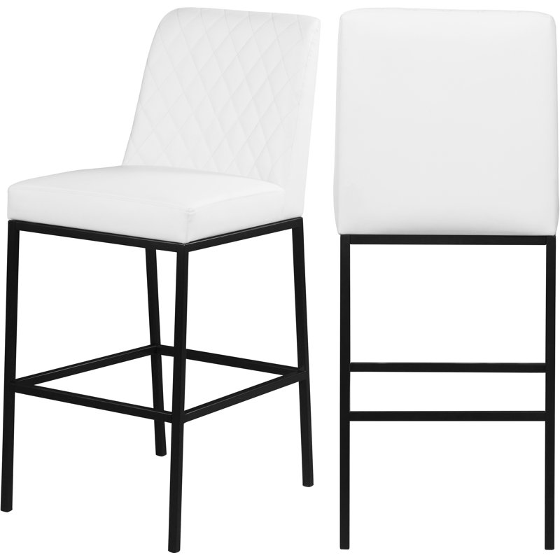 Tabouret 30 "Bryce, Cuir végétalien blanc