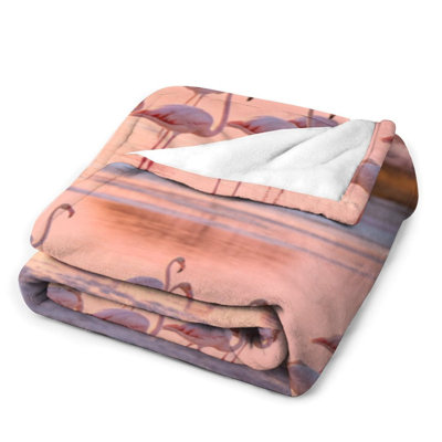 Jeté en flanelle de luxe flamants roses, couverture douce et chaude pour le canapé-lit du salon