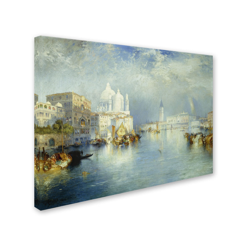 Grand Canal Venice 1903 Landscape Canvas Art in Blue and Beige
