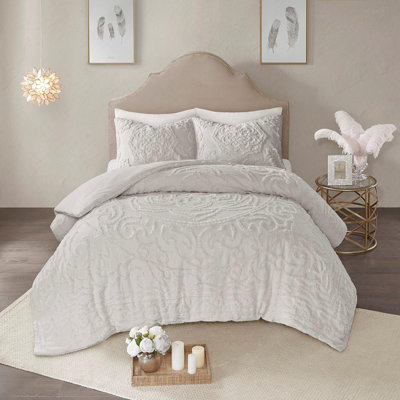 Ensemble d'édredon en chenille de coton touffeté 3 pièces