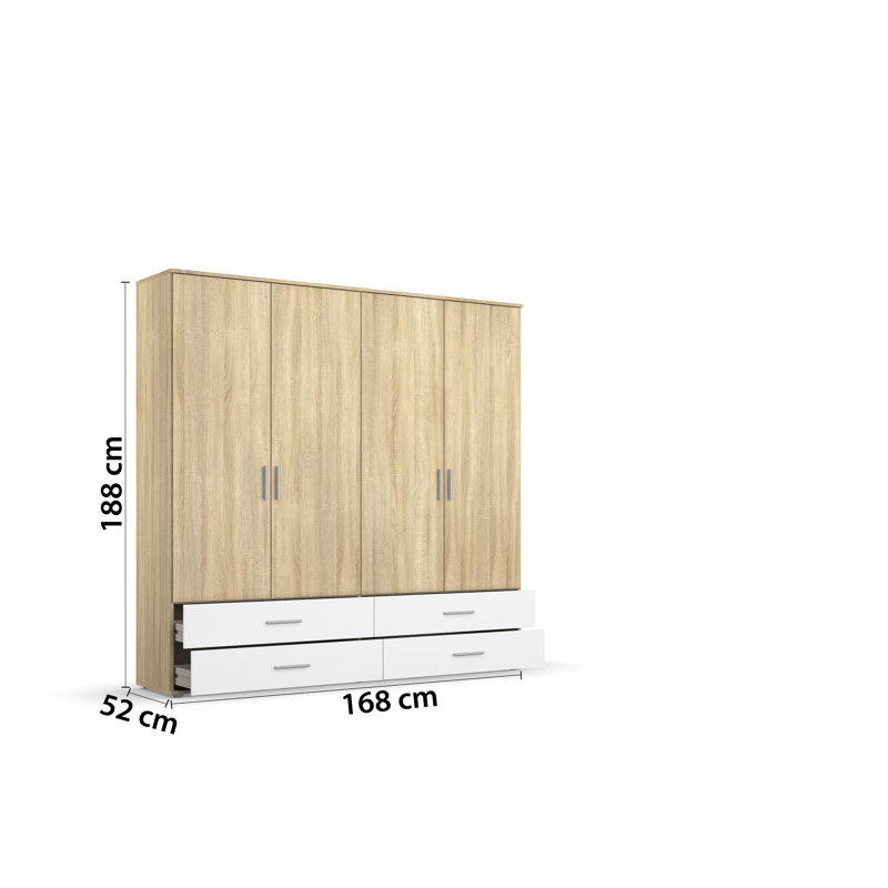 Rasant 4 Door Wardrobe, Sonoma Oak/Alpine White