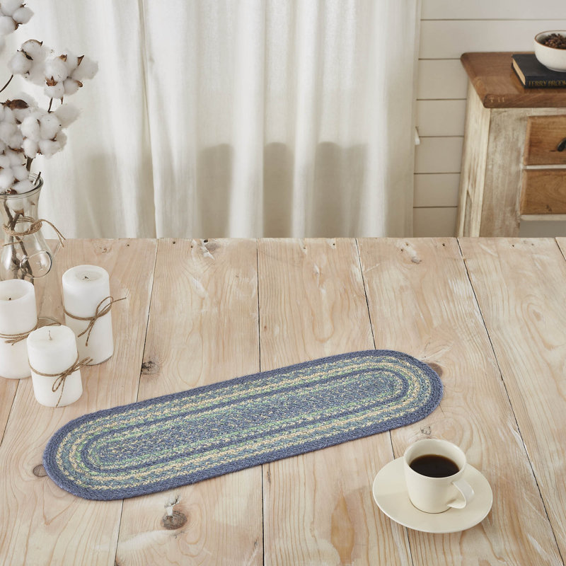 Milija Jute Oval Runner 8X24, 24" L x 8" W, Blue
