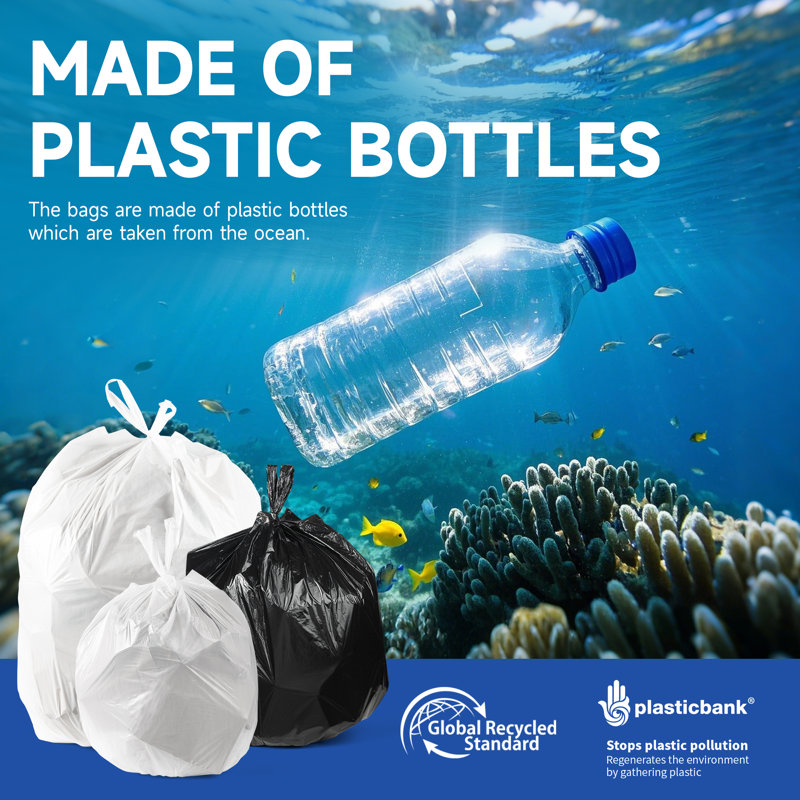 Petits sacs à ordures avec poignées 13 gallons 20 po Keenecho - recyclage en plastique océanique