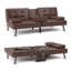 Canapé-lit futon convertible pliable en similicuir avec 2 porte-gobelets-1314274331