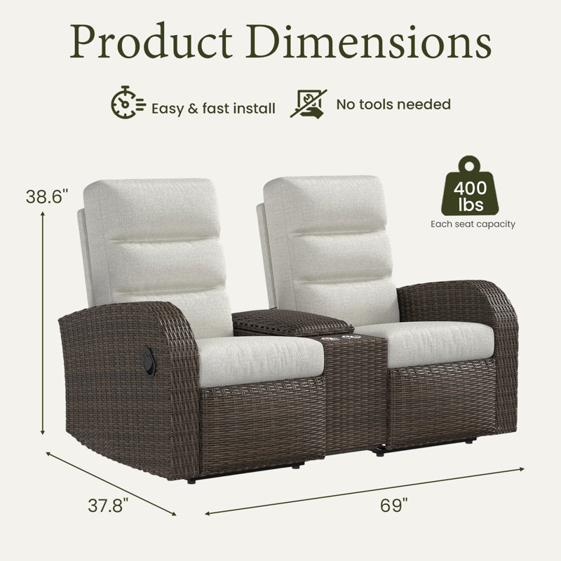 Outdoor Lounge Chair, Beige, Brown