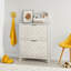 Armoire à chaussures rétro blanc avec 2 tiroirs rabattables, design Mid-Century rétro pour les couloirs et les vestibules