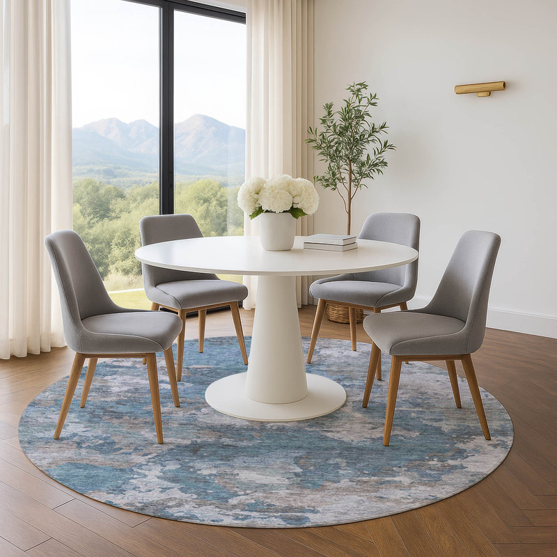 Premium Machine Washable Pinkston Abstract Rug, Round 8'