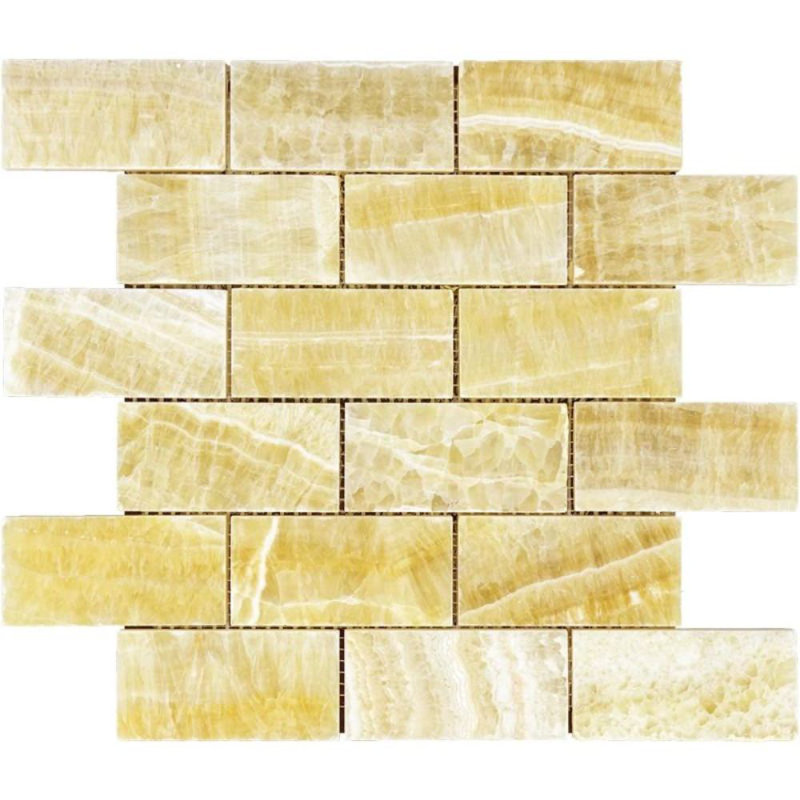 Carreau de mosaïque à joint brique en marbre 2 po x 4 po