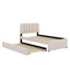 Lit plateforme tapissier simple avec lit gigogne, lit plateforme en molleton à DEL avec tête de lit-2125953486