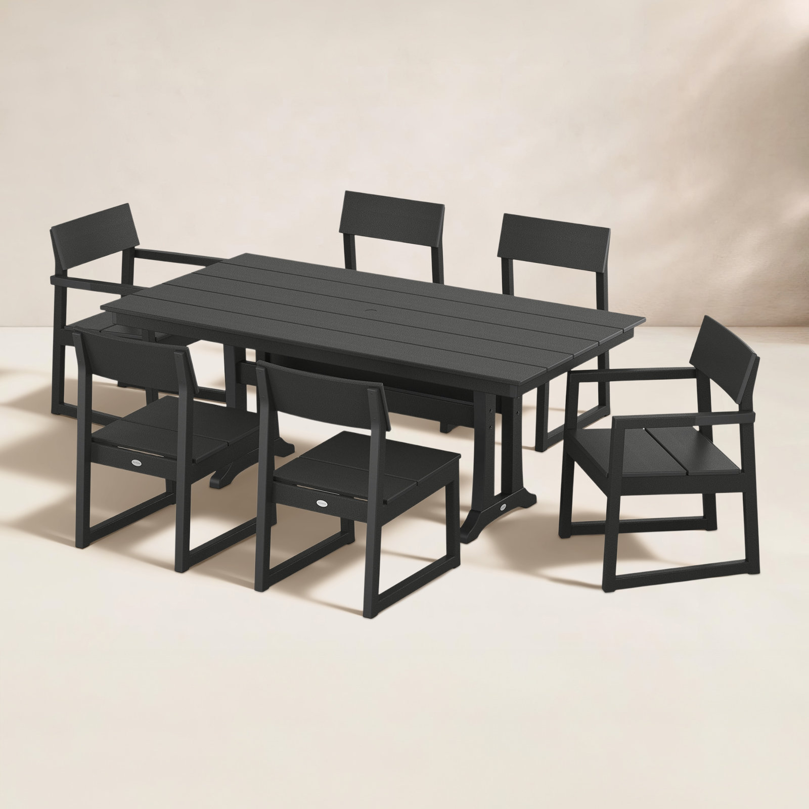 POLYWOOD® Edge 72" Patio Dining Set, Black