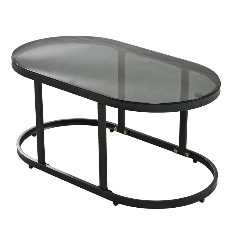 166cm Long  Garden Lounge Set, Thick Quality Space Saving Sofas With Glass Coffee Table, Grey