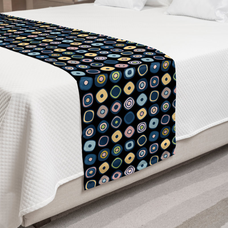 Ambesonne Dots Bed Runner Disc Like Shapes and Dots Multicolor, King