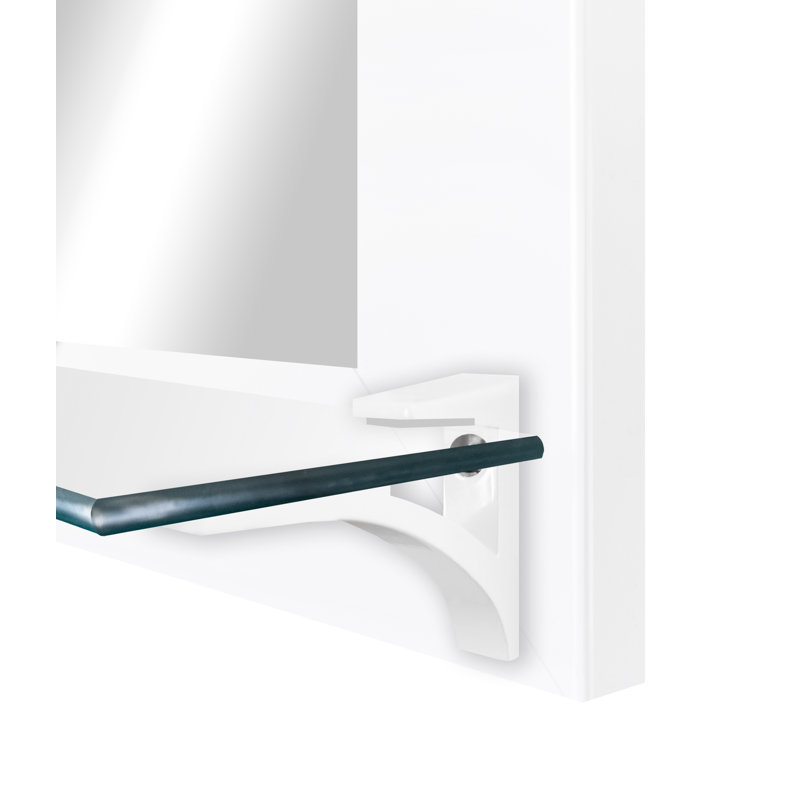 Kridia Flat Wall Mirror, Vertical, Glossy White/White, 25.5" H x 21.5" W