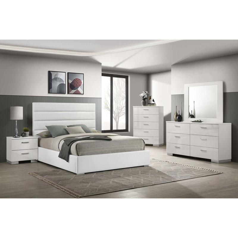 Grand lit plateforme tapissier Modern, Grand lit