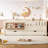 Twin With Built-In Bookshelves And Small Staircase, High-Quality Safety Rails, And Trundle, Beige-1900827592-1900827594