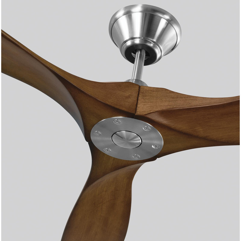 Ventilateur de plafond 3 pales avec télécommande Obsidian, Lames en acier brossé avec Koa, 60 pouces
