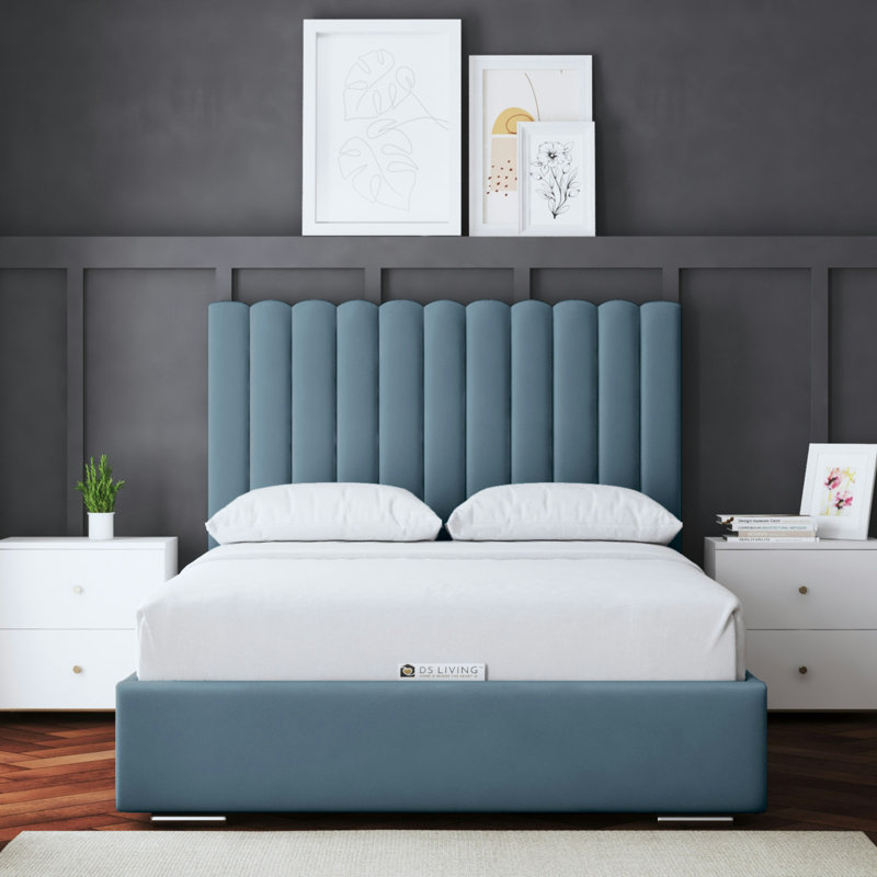  Panel Bed with Headboard, Silver, Double (4'6)