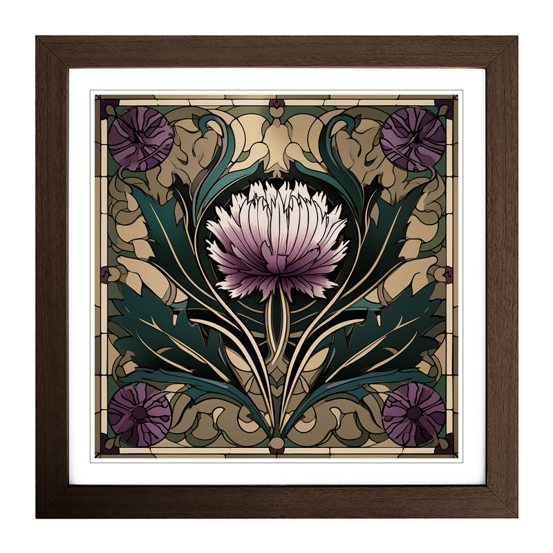 Thistle Art Deco No.1 - Framed Print, Walnut