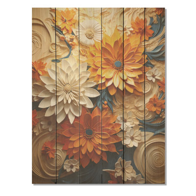 Radiant Reverie Botanical - Art mural abstrait en bois botanique sur bois de pin naturel