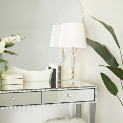 Lampe de cristal transparent avec accents dorés