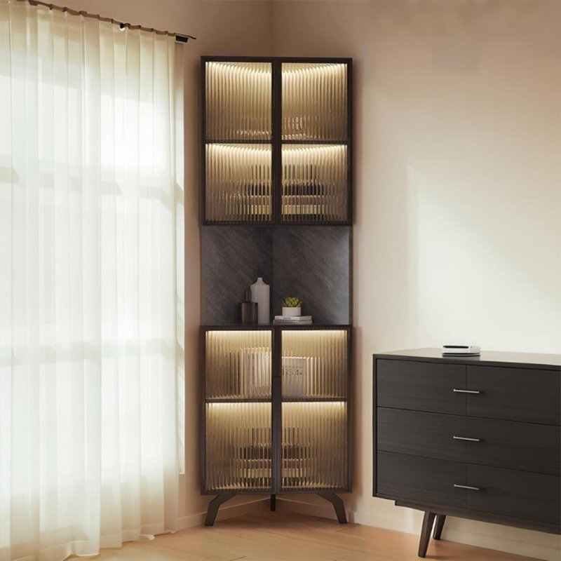 29.92"Gray stone pattern corner storage cabinet storage unit