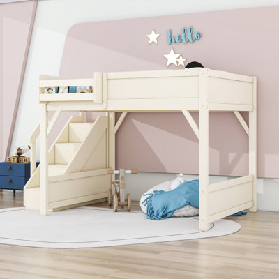 Lit mezzanine avec garde-robe et rangement intégrés, garde-corps