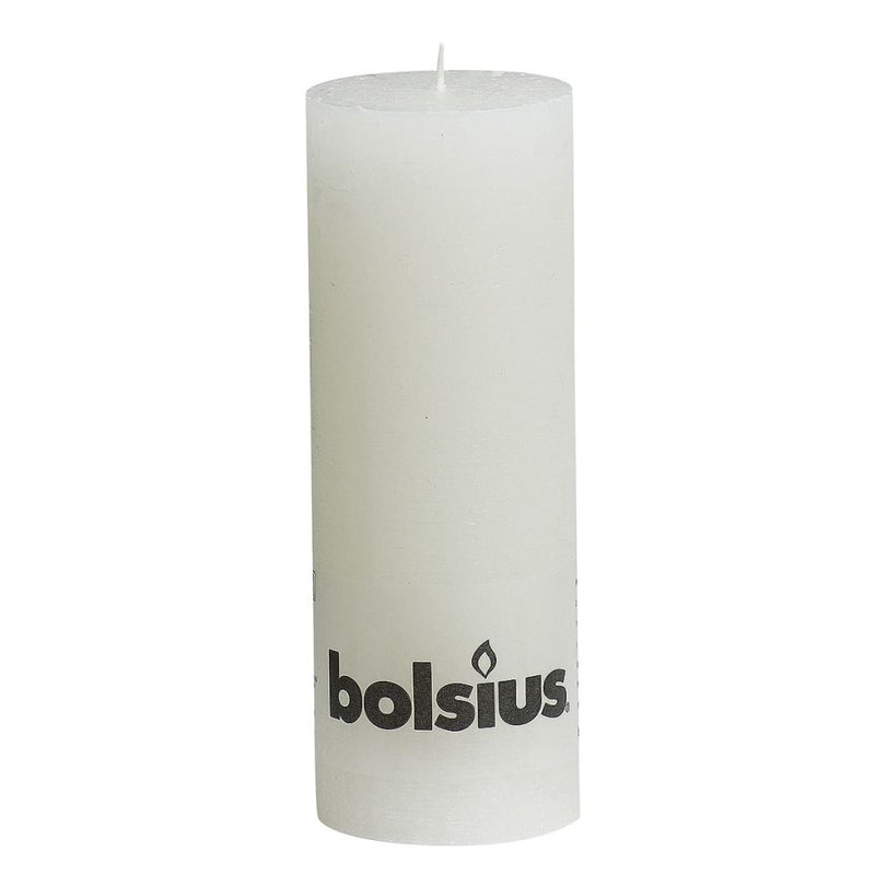 Bolsius Rustic Pillar Candle, 19cm H x 6.8cm diameter, White