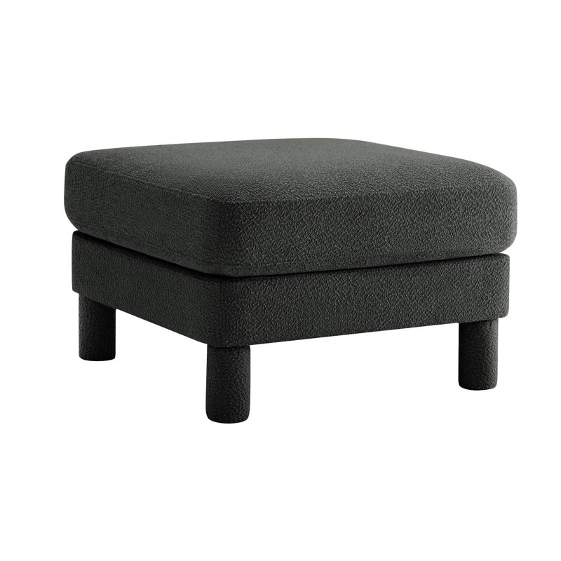 Modern Elegant Upholstered Ottoman, Dark Gray