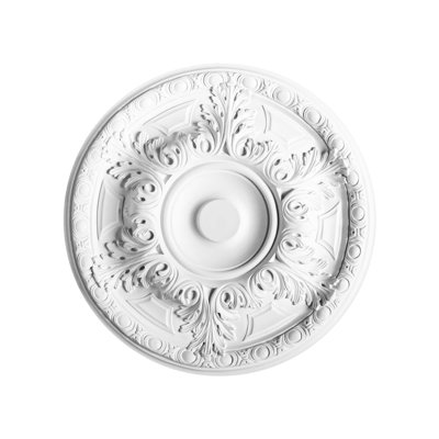 Médaillon de plafond en polyuréthane blanc apprêté feuillage et fleurs 19-1 / 4 po x 19-1 / 4 po x 1-7 / 8 po