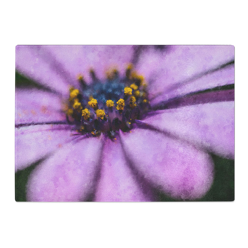 Tempered Glass Pollen of a Purple Gerbera Flower Chopping Board, 28.5 cm x 39 cm