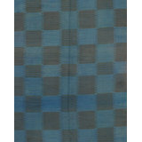 Modern Wool Plaid Area Rug in Blue
