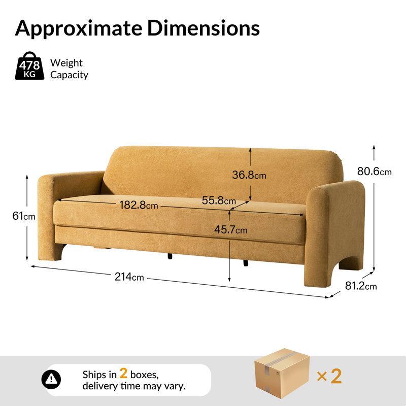 Isai Modern Chenille Curved Sofa, Camel