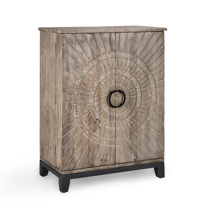 Viva Solid Wood Bar, Iron/Beige/Black