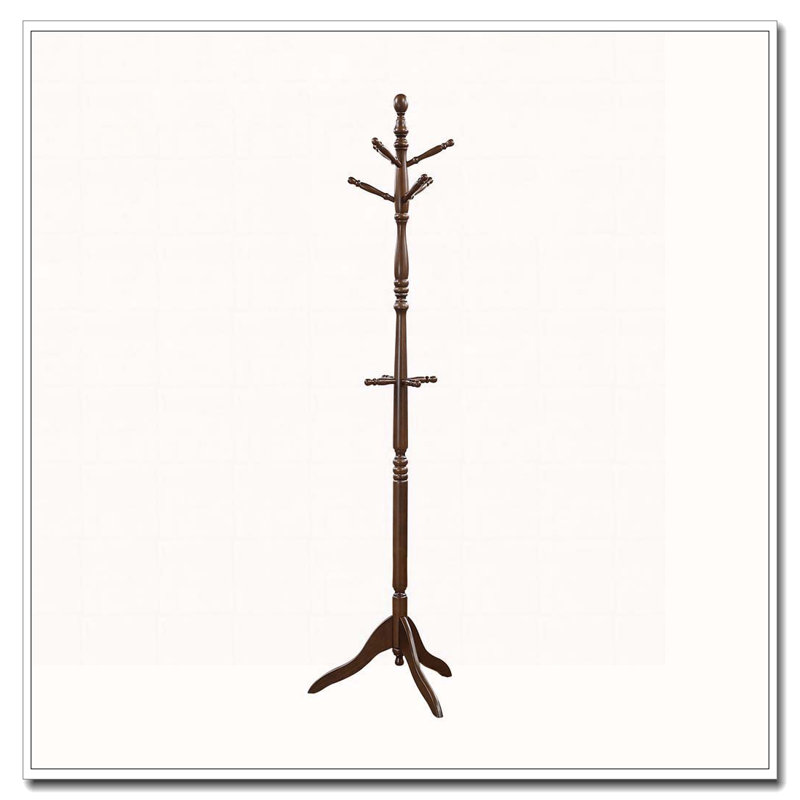 Portemanteau en bois massif, 10 crochets, Marron foncé