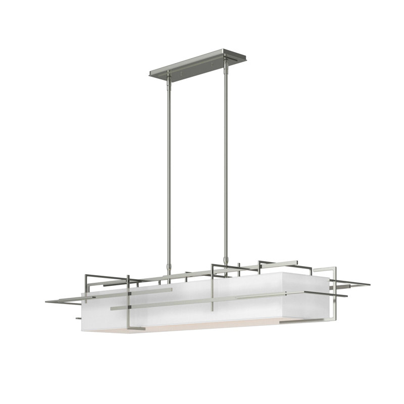 4 - Light Kitchen Island Linear Pendant, Sterling, Natural Anna