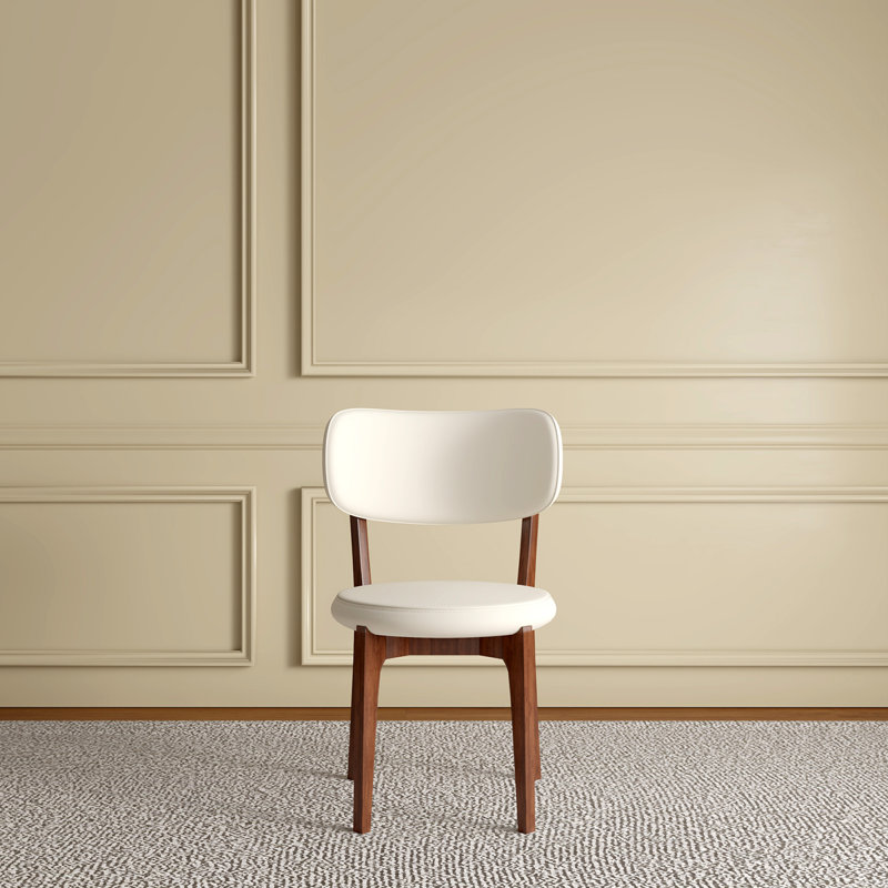 Ensemble de 2 chaises de salle à manger modernes en cuir de polyuréthane avec pieds en bois massif pour la salle à manger, chaises de famille confortables