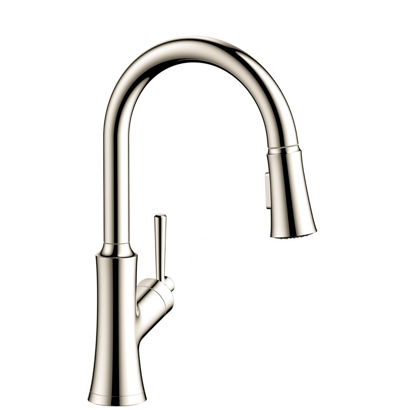 Robinet de cuisine à poignée simple Joleena, Nickel poli
