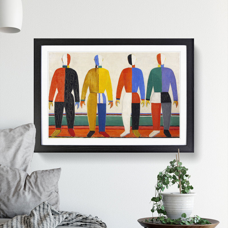 Men by Kazimir Malevich - Framed Print, 27cm H x 36cm W x 2cm D, Black Framed