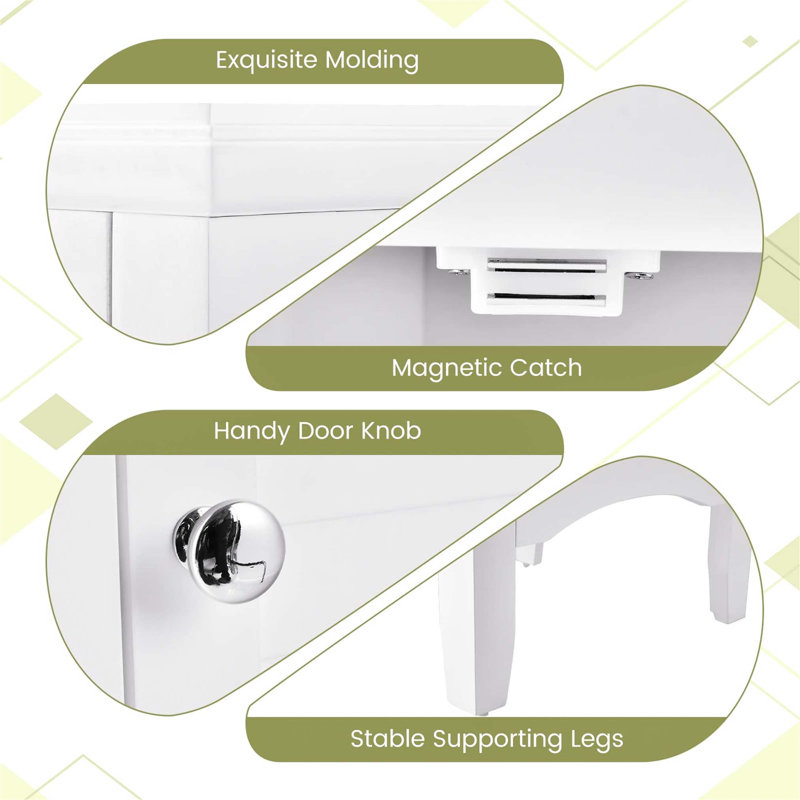 Compact Bathroom Cabinet Freestanding Linen Cabinet, White