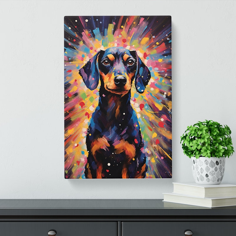 Dachshund Impressionism - Wrapped Canvas, 76cm H x 50cm W x 3cm D