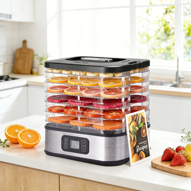 Déshydrateur d'aliments à 6 plateaux, ventilateur inférieur de 400 W avec débit d'air de 360 °, minuterie numérique jusqu'à 72 heures et contrôle de la température (95 à 167 ° F), déshydrateur silencieux ≤ 45Db pour les aliments séchés, le