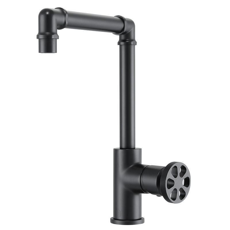 Matte Black Industrial Single Handle High Arc Bathroom Faucet