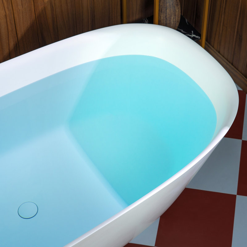 Baignoire autoportante contemporaine en résine de couleur blanche matte mat L 66-7 / 8 po x l 32-1 / 4 po WOODBRIDGE, Blanc