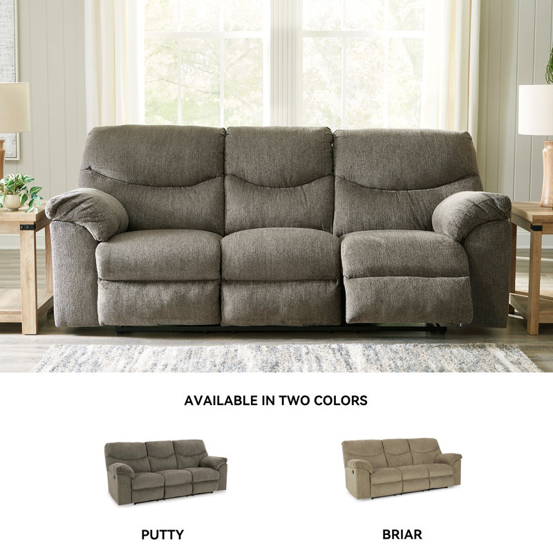Alphons 93'' Upholstered Reclining Sofa, Gray 100% Polyester