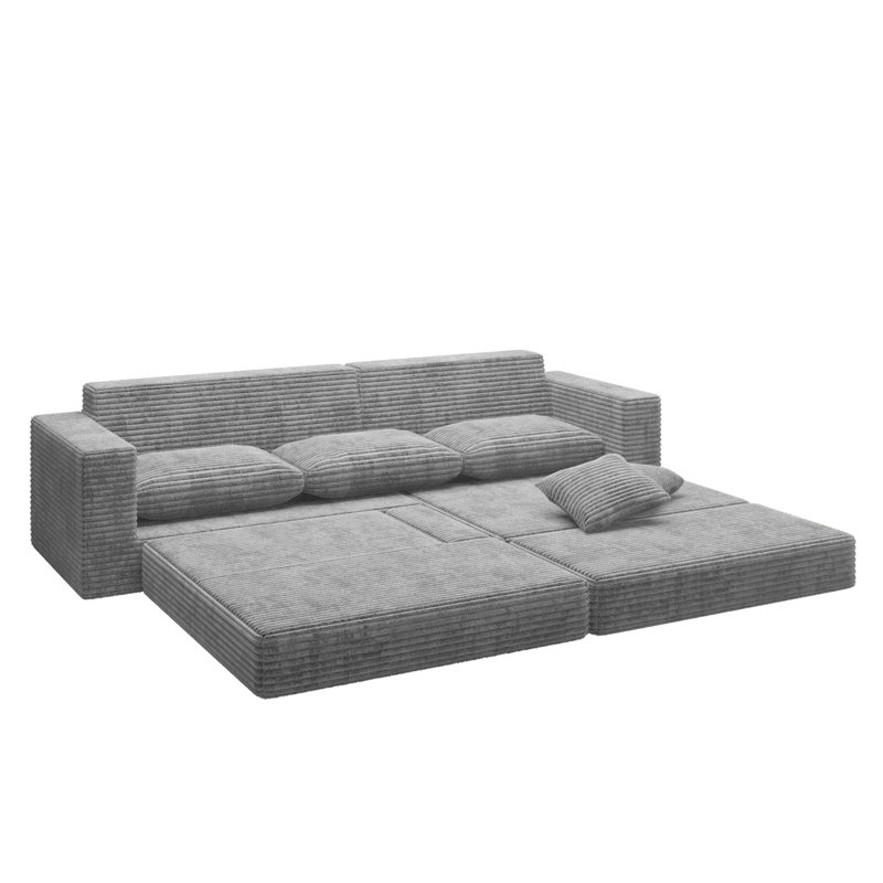 Canapé modulaire en L 28,25 po Boneless, Orienté à droite, Tissu gris