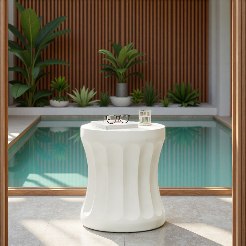 Table de bout d'extérieur ronde en béton, table de bout Mgo de salon