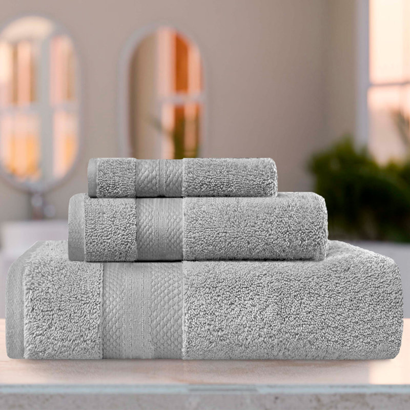Finnian Plush Heavyweight, 100% Turkish Towel Collection, Gray, 3 Piece Towel Set