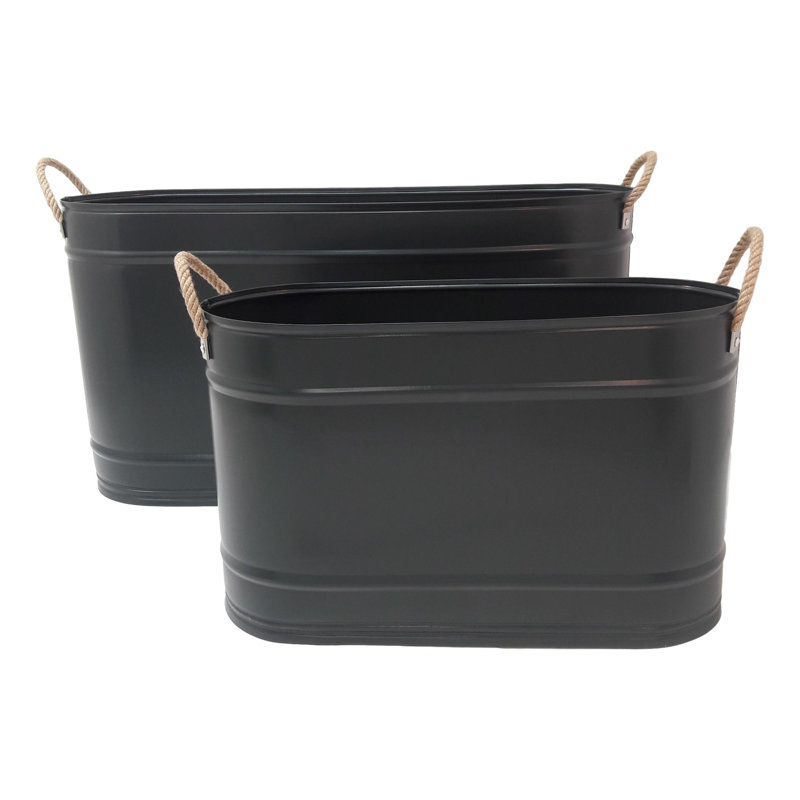 Boîte à fleurs en acier galvanisé Arramine, Gris foncé